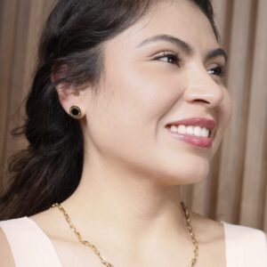 Set de collar con aretes dorado con negro y blanco slabon grueso