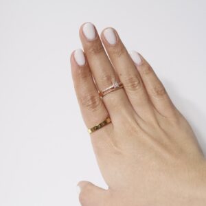Anillo pandora dorado y anillo rose gold simulando doble anillo